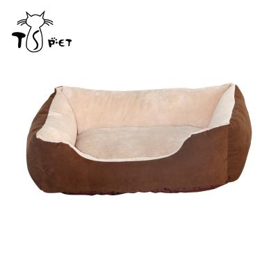 China Dog Cave Nesting Fleece Soft Washable Warm Basket Cushion Square Pet Cat Bed for sale