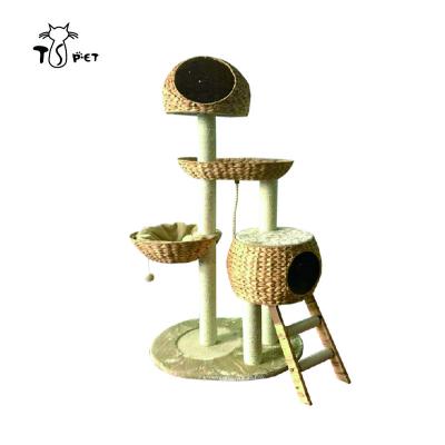 China Sustainable Pet Furniture Striping Mail Large Outdoor Cat Tree House Wholesale for sale