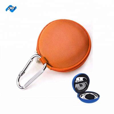 China Custom Functional Colorful Round Mini Earphone Storage Travel Case Protective EVA Protective Leather Earphone Accessories Case for sale