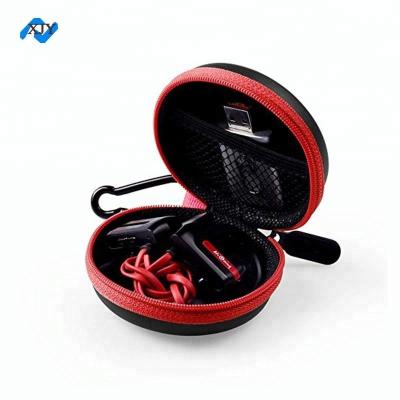 China Wholesale Custom Round Zipper Earphone Case Carry PU Leather EVA Zipper Mini Round Wireless Earphone Accessories Case for sale