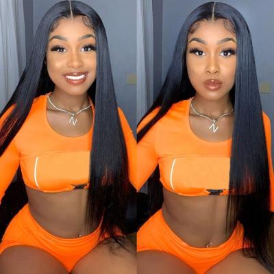 China Straight Human Lace Front Wigs, 180% Density HD Silky Straight Brazilian Hair 13x4 13x6 Raw Pre Plucked Wig for sale