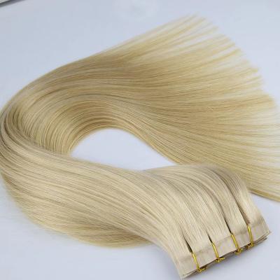 China Hot Selling Silky Straight Wave Cuticle Aligned Raw Virgin Skin Weft Clip On Hair New Products Wholesale PU Seamless Clip In Hair Extension for sale