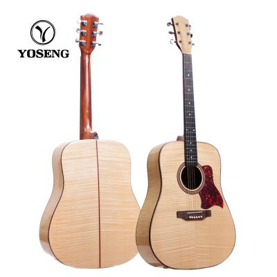 China Beautiful natural flame maple flame maple color acoustic folk guitar for sale