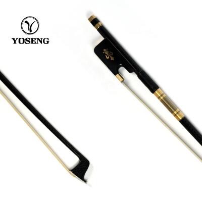 China Printing Lovely Grid Flower Frog Violin Accessories Carbon Fiber Gold Bow for sale