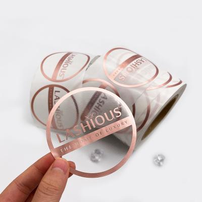 China Customized Transparent Self Adhesive Rose Gold Waterproof Circular Self Adhesive Hot Stamping Label for sale