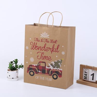 China Recycled Materials Santa Claus Paper Bag Christmas Packaging Bags 500 Pcs Kraft Paper Box for sale