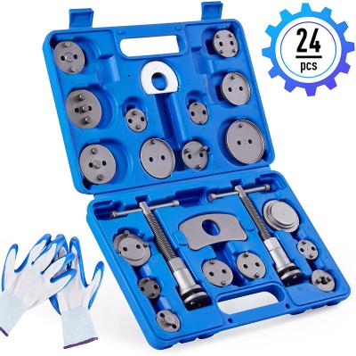 China Professional Carbon Steel 24pcs Disc Brake Piston Gauge Compressor Rewind Wind Back Tool Kit For Protection Replacement Discount for sale