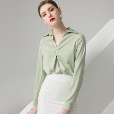 China Anti-pilling long half shirt green sheathed skirt suit, a female autumn new product, presenter work clothes, fashionable temperament for sale