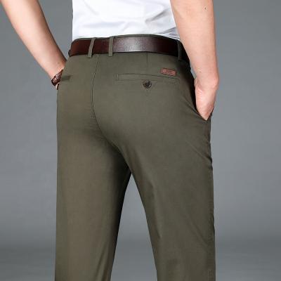 China High quality high-grade anti-pilling men's twill cotton casual trousers men's khaki straight slim twill pants for sale