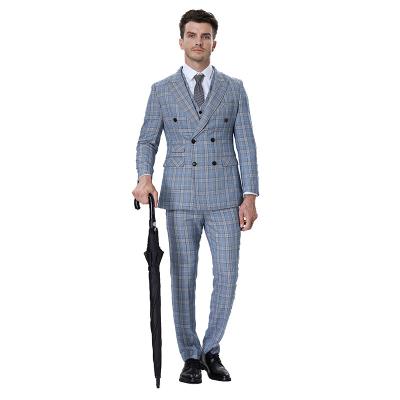 China Wholesale Customized Anti-wrinkle Mens Business High Quality 3 Piece Men's Slim Fit Suit And Suit Checked Wedding Dress Pant Suit for sale