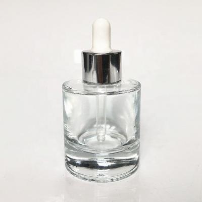 China Personal Skin Care Packaging 30ml Round Perfume Glass Bottle With Dropper for sale