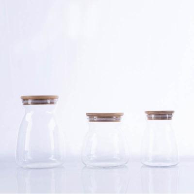 China Daily Life Borosilicate Glass Food Storage Containers With Bamboo Lid for sale