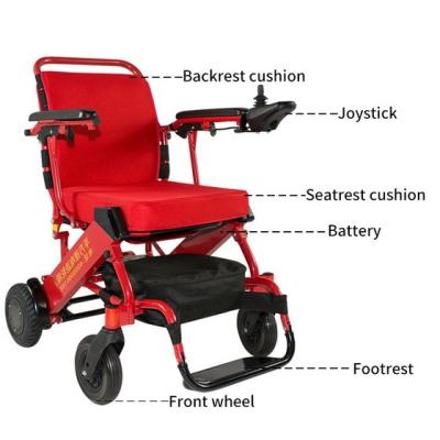 China Red Lightweight Compact Wheelchair Foldable Maximum 6km/H for sale