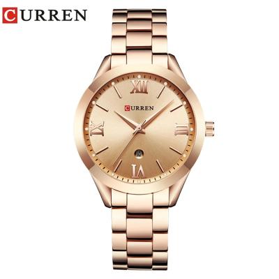 China Full calendar CURREN 9007 women stainless steel quartz watch ladies shape brand luxury wristwatch for sale