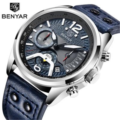 China Top Brand New Date 2021 BENYAR 5171 Automatic Design 42mm Men's Quartz Watches Men's Watch Mens Sport Leather Reloj Hombre Chronograph for sale