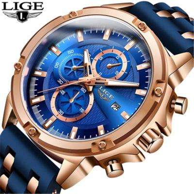 China Auto Date LIGE Sports Watch Men Waterproof Quartz Mens Watches Luxury Brand Silicone Strap Man Clock Relogio Masculino for sale