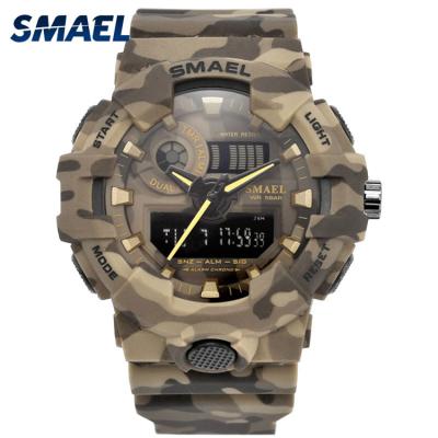 China New Alarm Camouflage Military Watch SMAEL 8001 B Mens Sports LED Quartz Clock Men Sports Waterproof Army Watch for sale