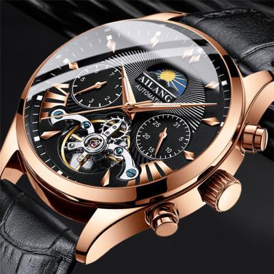 China Automatic top brand luxury men's watch automatic date AILANG mechanical moon phase multifunction tourbillon watch clock dive men's business style for sale