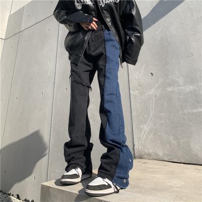 China Breathable Vintage Distressed Hip Hop Washed Baggy Jeans Men Casual Straight Pants Contrast Patchwork Trousers Stacked Jeans For Man for sale