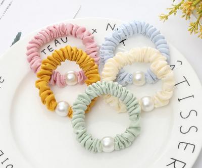 China Hair Bands Wholesale Fashion Popular New Design Colorful Elastic Hair Bands Scrunchies With Pearl Decoration for sale