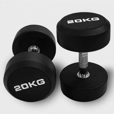 China Durable Commercial Dumbell Set Gym Equipment Fitness Round Rubber Dumbbell for sale