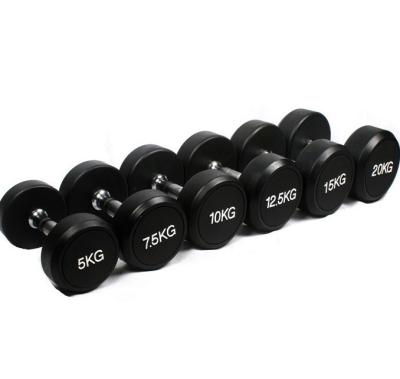 China Factory Direct Selling Durable Strength Training Round Rubber Head Dumbbell for sale