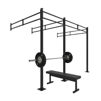 China Fintess Customized Wall Mounted Power Squat Rack Steel Exercising Rig Frame Smith Machine Half Gym Rack Cage for sale