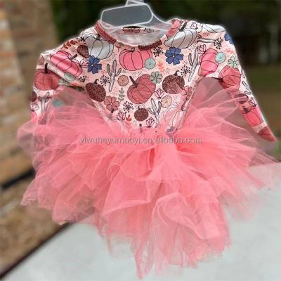 China Kids Girls Halloween Tutu Dress Pumpkin Cactus Fashion Breathable High Quality Romper Trims Long Sleeve Tutu Skirts For Babies for sale