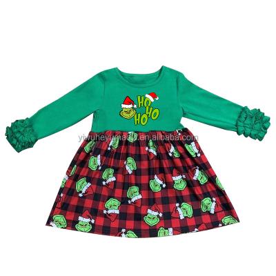 China Long sleeve icing Autumn Baby Toddlers Dresses ruffle fashion style kids girl washable Christmas dress for sale