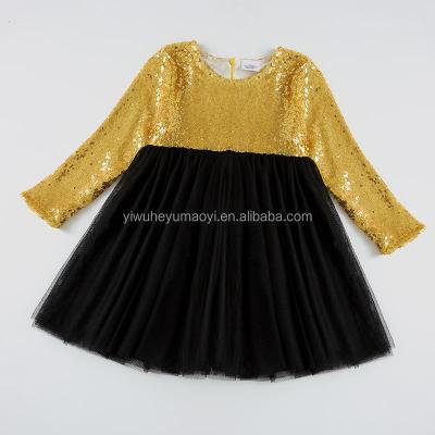 China Kids Girls Western Long Sleeve Sequin Mesh Dress Baby Children Winter Breathable Trendy Twirl Casual Dress for sale