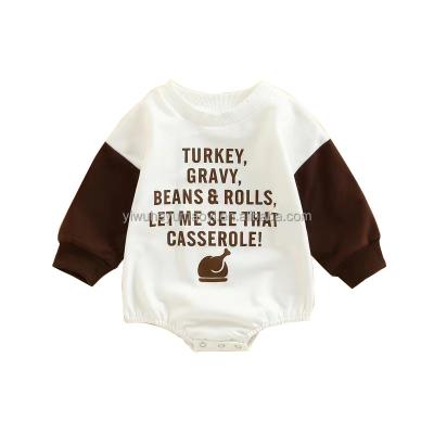 China Anti-pilling Rts Turkey Pattern Toddler Boys Autumn Romper Long Sleeve Newborn Baby Trending Loose Rompers for sale