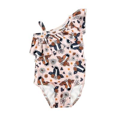 China Baby Western Beach Children Print Cow Strap Summer Youth Girl Wear Style Breathable Swimming Swimsuits for sale