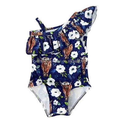 China Summer Toddler Girls Breathable Warm Swimwear Customize Cow Floral Print Kids Wholesale High Quality Kids Swimming Suits for sale