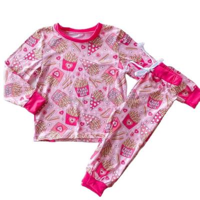 China Kids Casual Casual Milk Silk Pieces Both Sets Baby Valentine's Day Top+Trousers Sets Spring Autumn Kids Long Sleeve Suits for sale