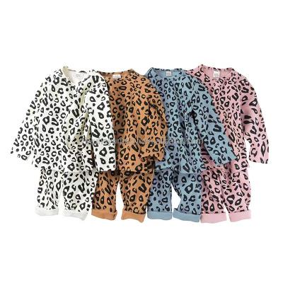 China Wholesale Toddler Baby Four Color Leopard Print Breathable Clothing Set Loungewear Infant Boys And Girls High Waist Warm Pajamas for sale