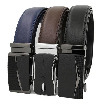 China Fashion Brand Custom Genuine Leather Belt Man's Automatic Belts For Men Cowhide Can Print Logo Ratchet Belt Factory for sale