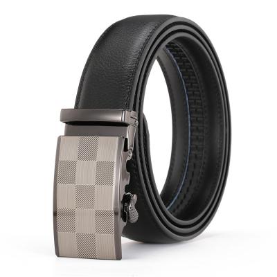 China New LQbelt Business Men's Automatic Buckle Belt Genuine Leather Belts For Men Ratchet Business Style Belt Custom OEM Factory for sale