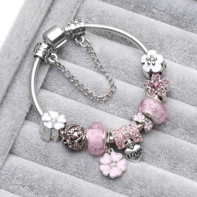 China FASHIONABLE Designer Vintage Silver Color Charms Women's Famous Brand Bracelets DIY Crystal Beads Women Pulseira Jewelry for sale