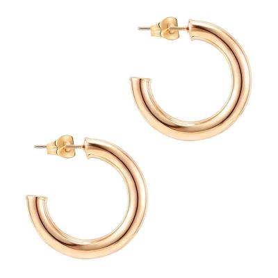 China FASHIONABLE 14K Gold Colored Lightweight Chunky Open Hoops Gold Hoop Earrings For Women for sale