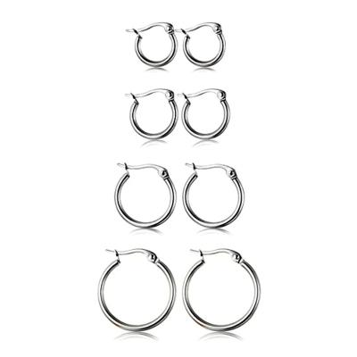 China 10MM-20MM TRENDY Minimalist Open Women Stainless Steel Chunky Hoop Earrings Set For 4 Pair Cute Fashion Huggie for sale