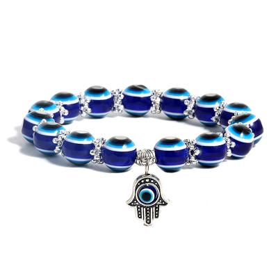 China FASHIONABLE LOVE Charm Stretch Bracelet Blue Beaded Hand Lucky Evil Eye Bead Turkish Bracelet for Protection and Blessing for sale