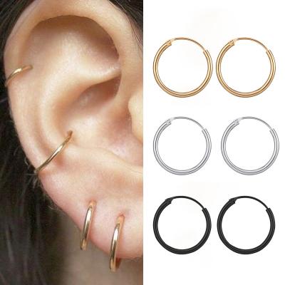 China Other Vintage Rose Gold Hip Hop Multiple Dangle Small Round Punk Metal Hoop Jewelry Gift Steampunk Ear Clip Earrings For Women for sale