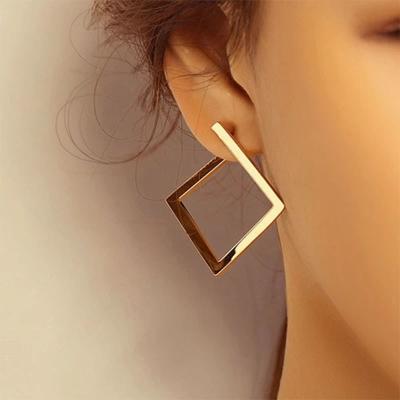 China New cool wind fashion exaggerated retro large circle geometric irregular simple minimalist square stud earrings for women for sale