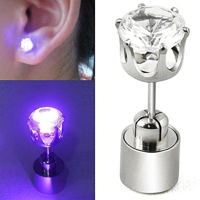 China Fashion Jewelry Rhinestone Nightclub Brincos Luminous Led Light Diamond Stud Earrings for sale