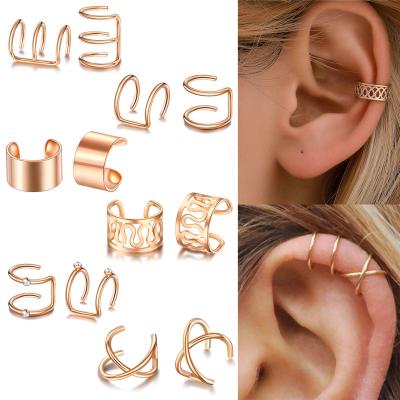 China TRENDY Gold Plated Non-Piercing Ear Clips Ear Cuff Earring Jewelry For Women Men Wholesale Gifts for sale