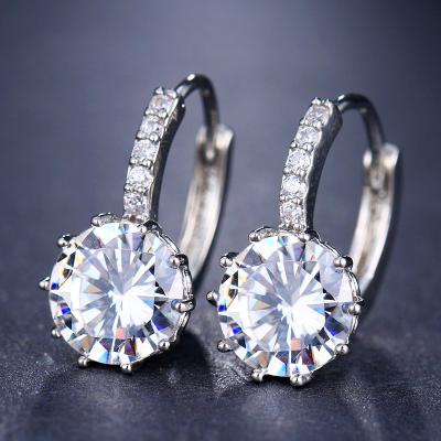 China Trendy Fashion Round 10 Colors Zircon AAA CZ Circles Earrings For Women Silver Color Crystal Girl Jewelry Gift Wholesale Brinco Jewelry for sale