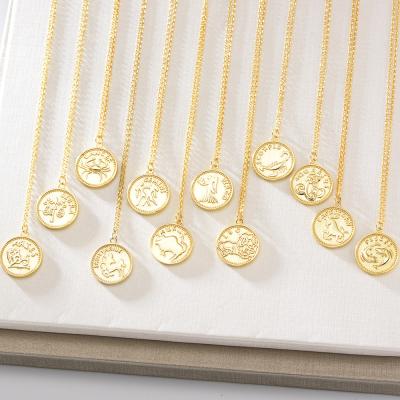 China Romantic 925 Sterling Silver Zodiac Sign Coin Necklace For Men Women Virgo Adjustable Chain Round Horoscope Necklace Pendant Jewelry for sale