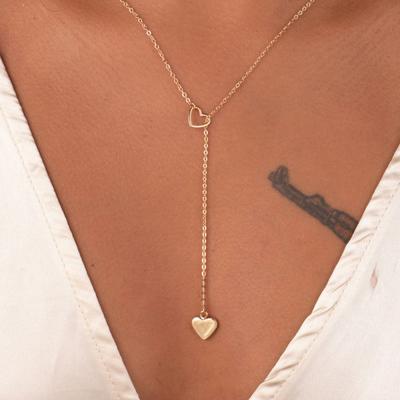 China Trendy News Fashion Trend Jewelry Heart Copper Link Chain Necklace Women Simple Necklace for sale