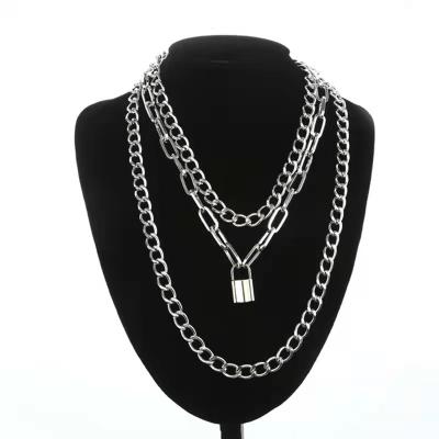 China Cold Wind Europe And America Hot Selling Cold Wind Necklace Hip Hop Necklace Men And Women Multilayer Metal Exaggerated Necklaces for sale