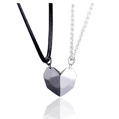 China New 2021 Boy Or Girl Couples Romantic Magnetic Necklaces For Women Lovers Heart Distance Charm Dangle Valentine Day Gift for sale